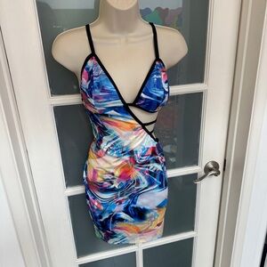 Multicolor Abstract Print Dress